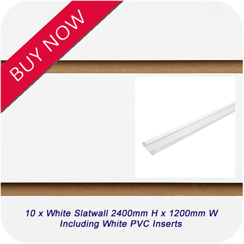 10 x White Slatwall + White Inserts